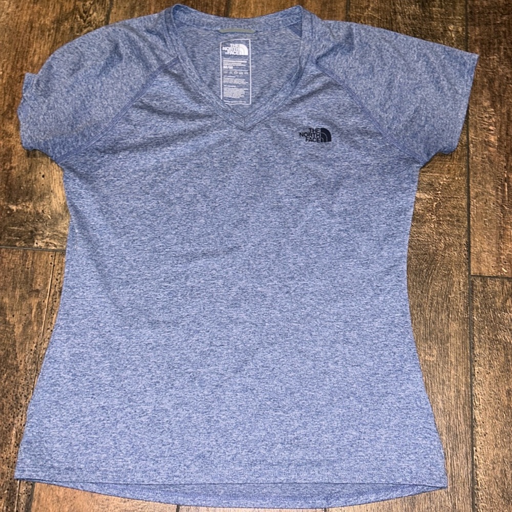 The North Face Heather Blue Short Sleeve V-Neck Tee